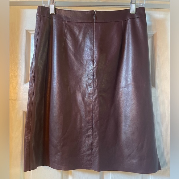 Akris Burgundy  Leather Mini Skirt - Picture 2 of 6